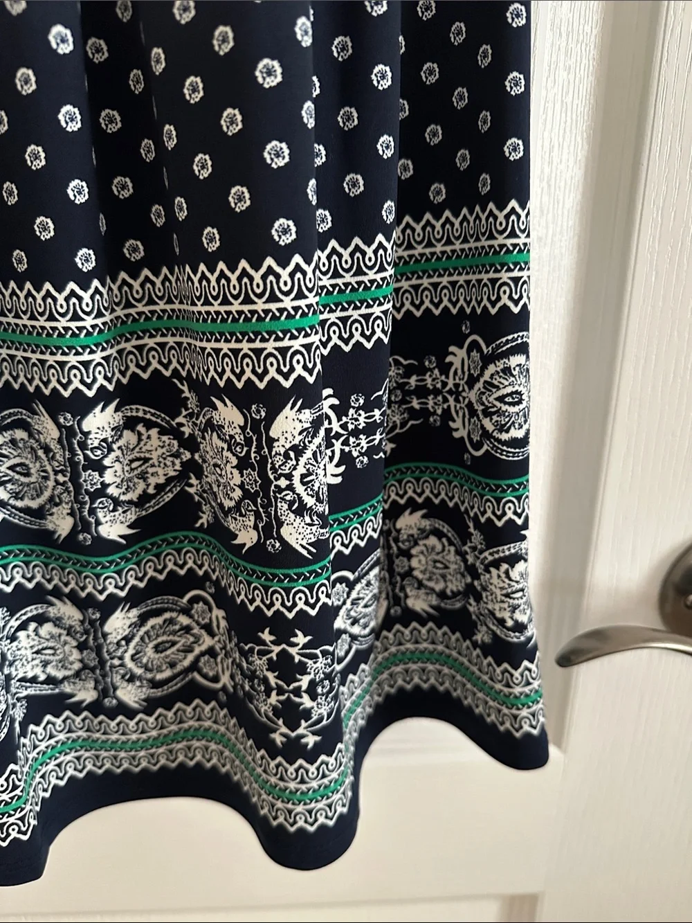 Max Studio Navy and White Sleeveless Patterned Fit-and-Flare Dress